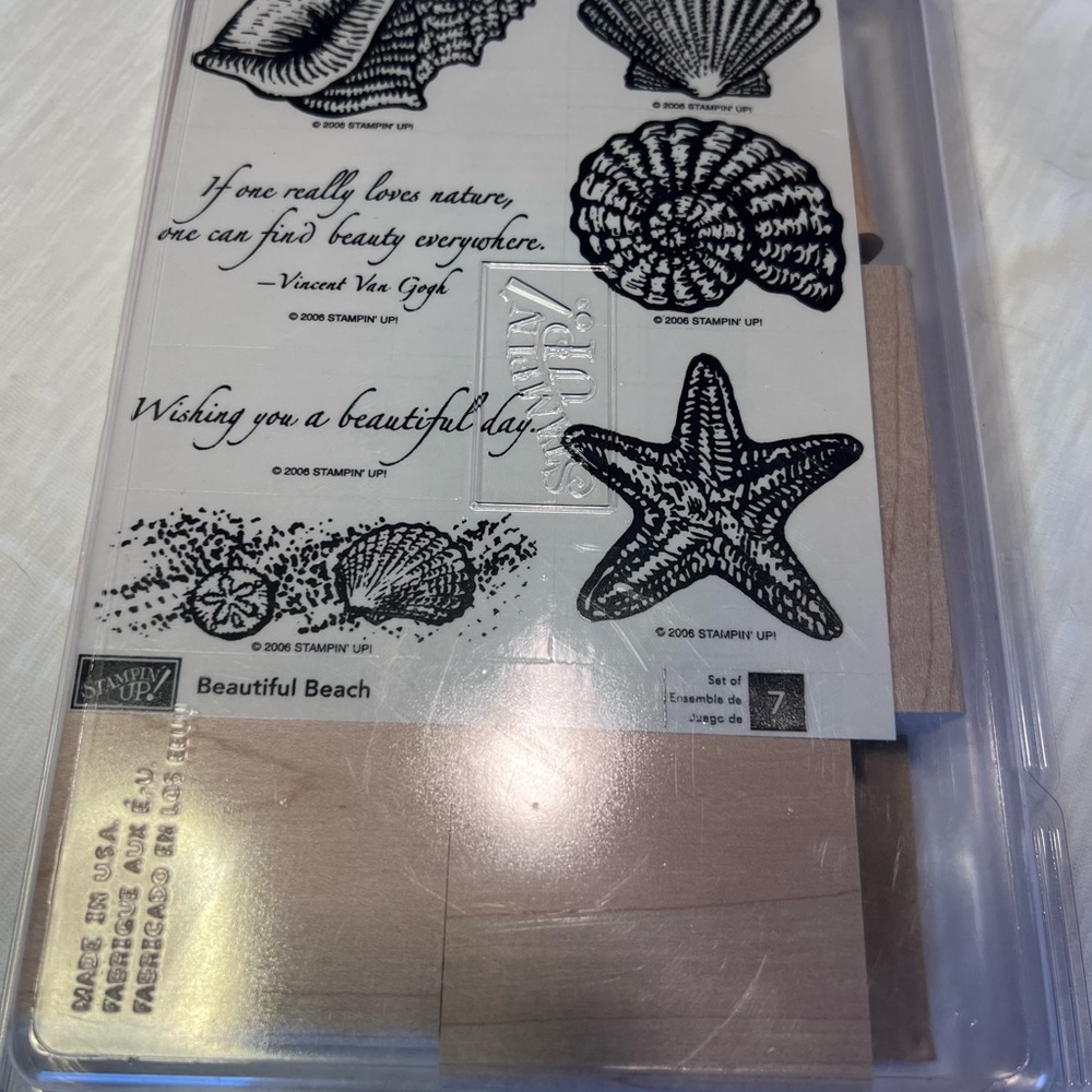 Stampin' Up! 2006 *RETIRED* "Beautiful Beach" Wood & Rubber Stamp Set Seashell